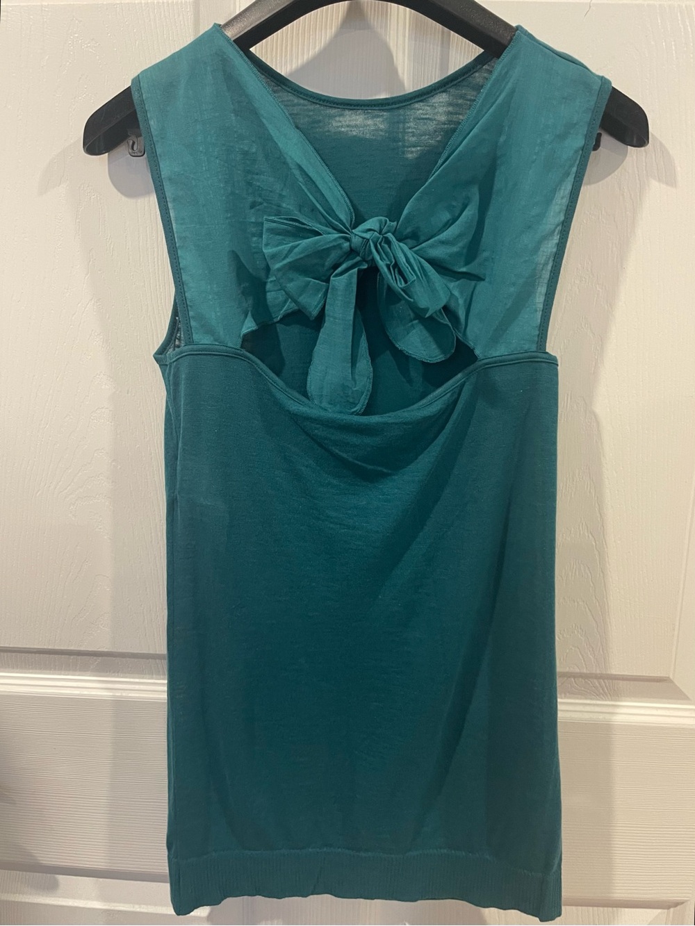 Sisley Teal green Knot-Back Tank Top cotton small sleeveless